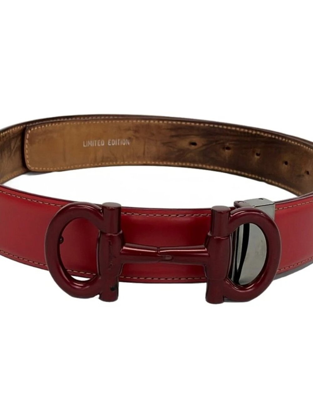 Salvatore Ferragamo Red PVC Hardware Belt